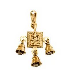 Brass Ganesha 3 Bells Hanging