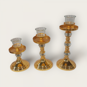 Golden Candle Stand (Set of 3)