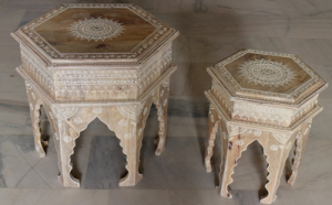 Wooden Painted Octagonal Stool (Set of 2)