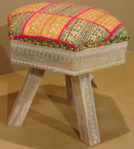 Wooden Painted Stool Cushion Seat (assorted multi-colour seats)