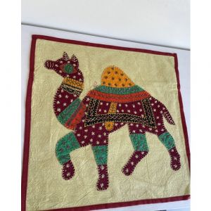 Hand Stitched Cushion Cover (Assorted Design)-Camel Yellow