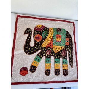 Hand Stitched Cushion Cover (Assorted Design)-Elephant