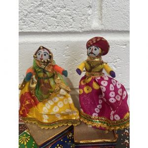 Puppet Pair on Wooden Stand