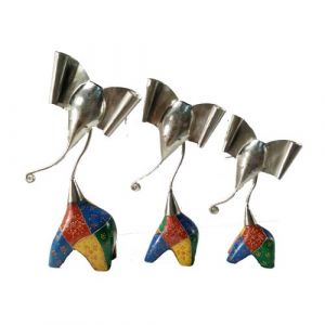 Multicolour Hand-Painted Elephants (Set of 3)