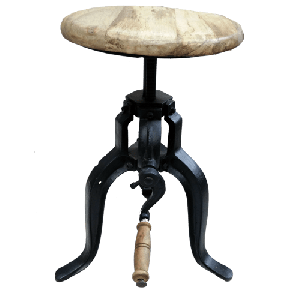 Rustic Metal Bar Stool With Wooden Top