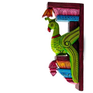 Wooden Hand Painted Peacock Bracket