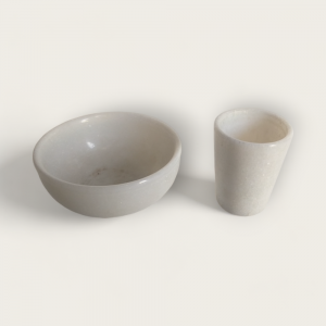 Marble Bowl with Cup (White)