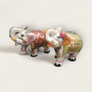 Painted Marble Elephant (Large)