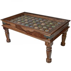 Rustic Tile Inlay Coffee Table