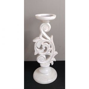 Wood Carved Pillar Holder