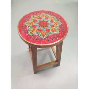 Wooden Stool with Painted Top (Assorted Colours)