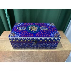 Dark Blue Hand Painted Wooden Box
