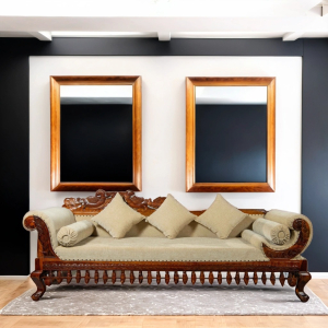 Peacock Carving Daybed (Olive Fabric)