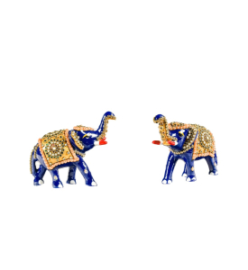 Hand Painted Elephant Pair with Stonework MT-1041-3"MT-1041-3"