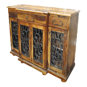 Wooden Iron Jali (Grid) Console