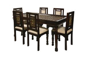 Brass Fitted Dining Table with 6 Chairs