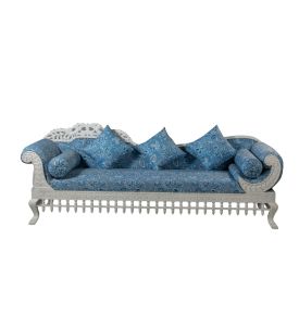 White Washed Peacock Carving Daybed