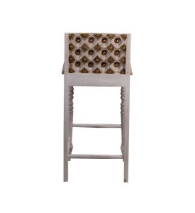 White Washed Brass Fitted Bar Stool