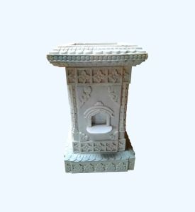 White Marble Carving Tulsi Pot