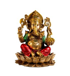 Resin Lotus Ganesh Statue