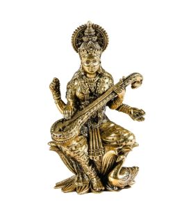 Lotus Brass Saraswati 4 inches