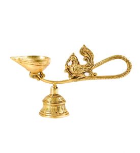 Brass Hand Deepak With Bell