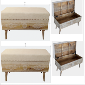 Wooden Painted Box with Cushion Seat