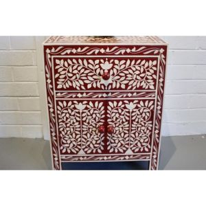 Red Hand Painted Bedside