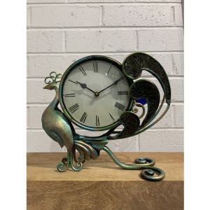 Iron Mosaic Peacock Clock