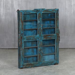 Antique Blue Wooden Hanging Storage Rack