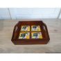 Light Honey Wooden 4 Tile Fitted Tray