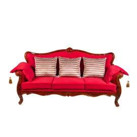 Red Royal Carved 3 Seater Sofa