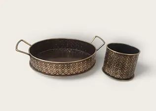 Decorative Iron Tray with Bowl